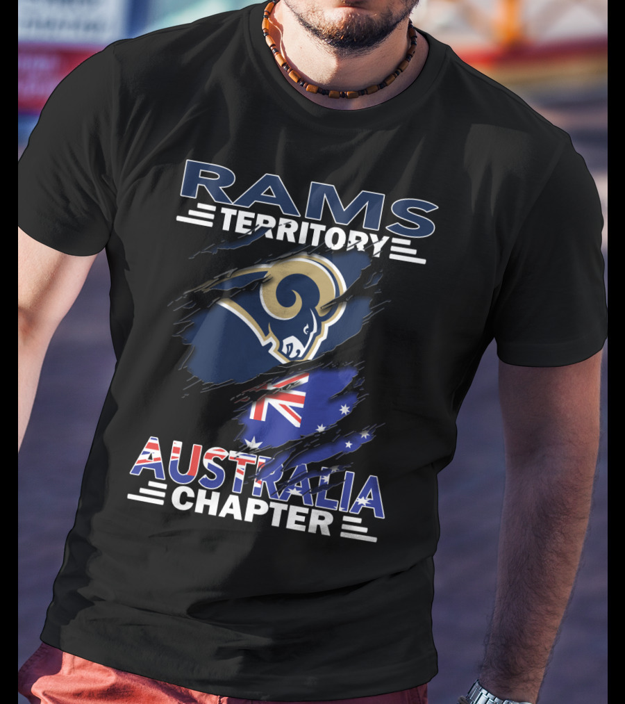 Rams Territory Australia Chapter With Rams Logo And Australian Flag T-Shirt