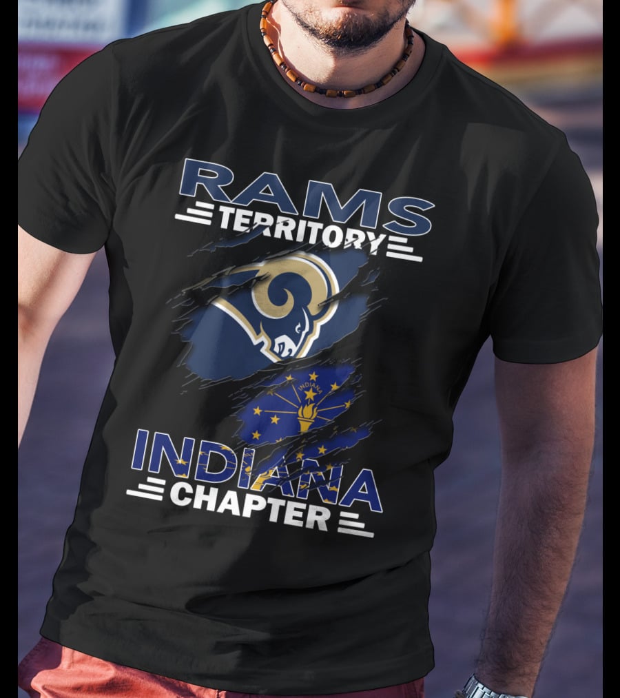 Rams Territory Indiana Chapter Indiana Flag And Rams T-Shirt