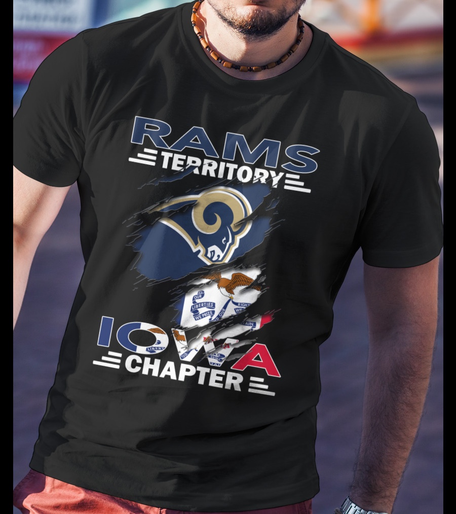 Rams Territory Iowa Chapter Logo With Rams Head And Iowa State Flag Elements T-Shirt