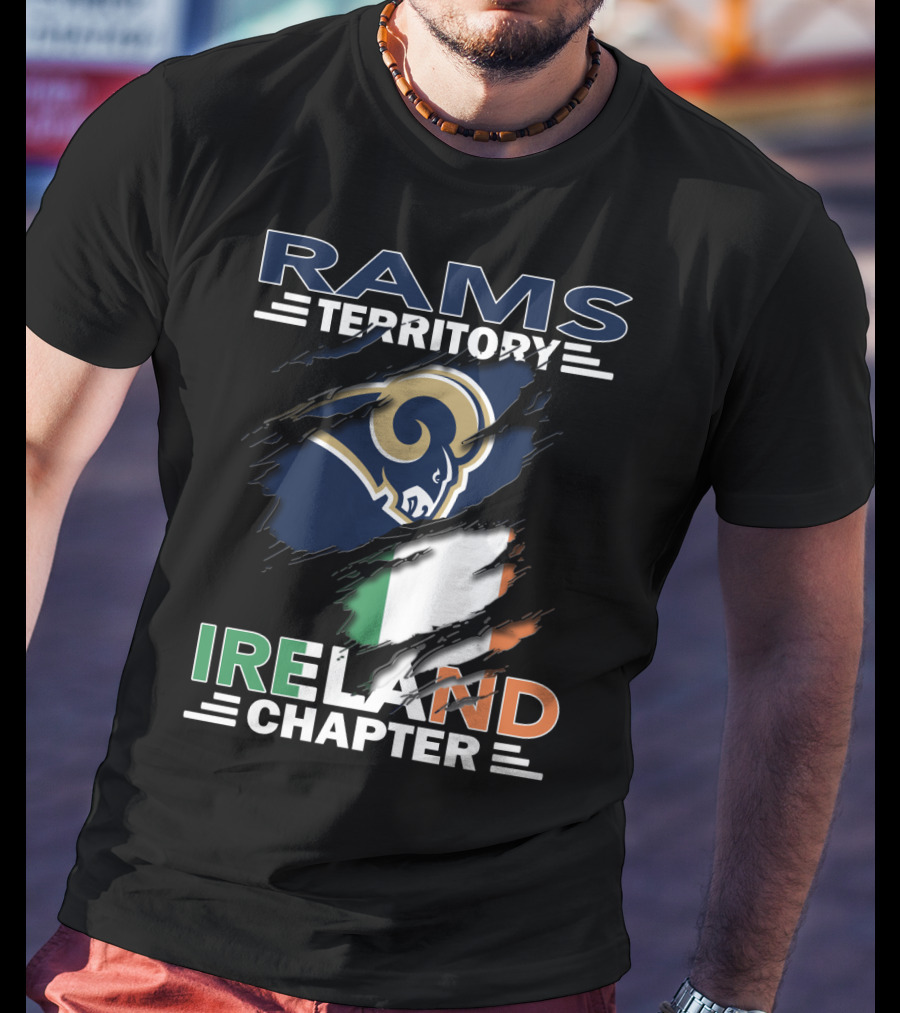 Rams Territory Ireland Chapter NFL Fan Logo With Irish Flag T-Shirt