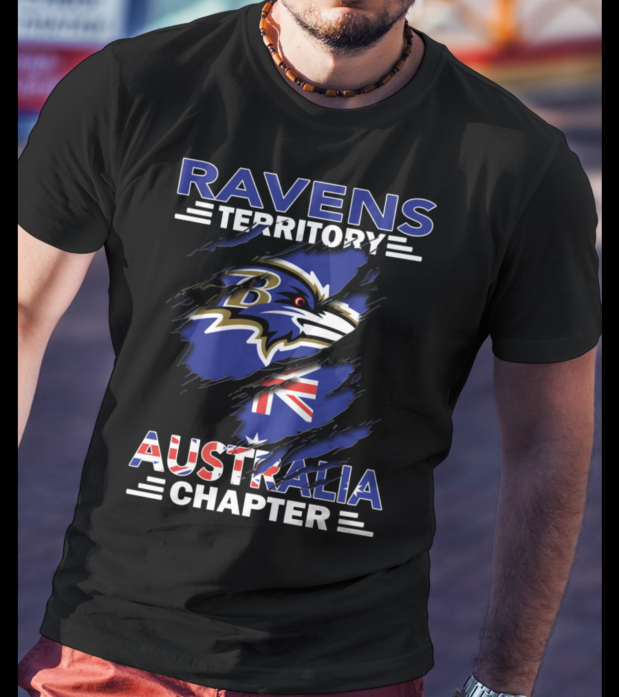 Ravens Territory Australia Chapter NFL Team Logo With Australian Flag T-Shirt