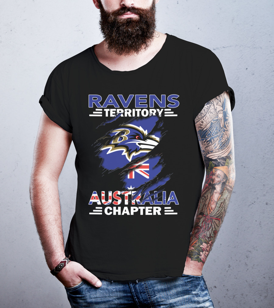 Ravens Territory Australia Chapter NFL Team Logo With Australian Flag T-Shirt