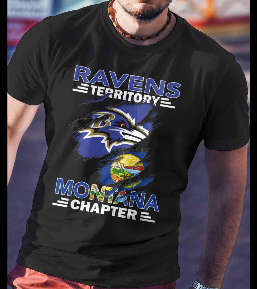 Ravens Territory Montana Chapter Baltimore Ravens Logo Montana Seal T-Shirt