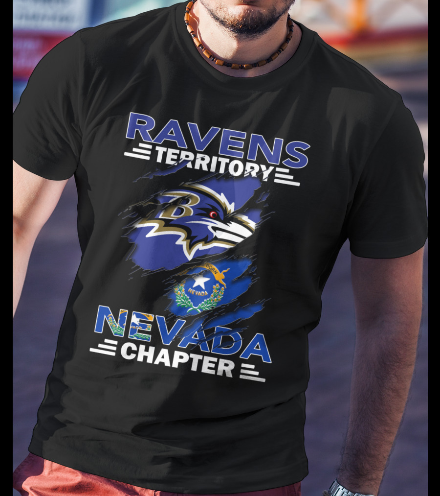 Ravens Territory Nevada Chapter Baltimore Football Iconic State Flag T-Shirt