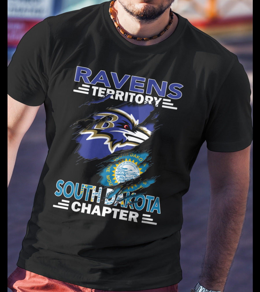 Ravens Territory South Dakota Chapter Baltimore Logo And State Emblem T-Shirt