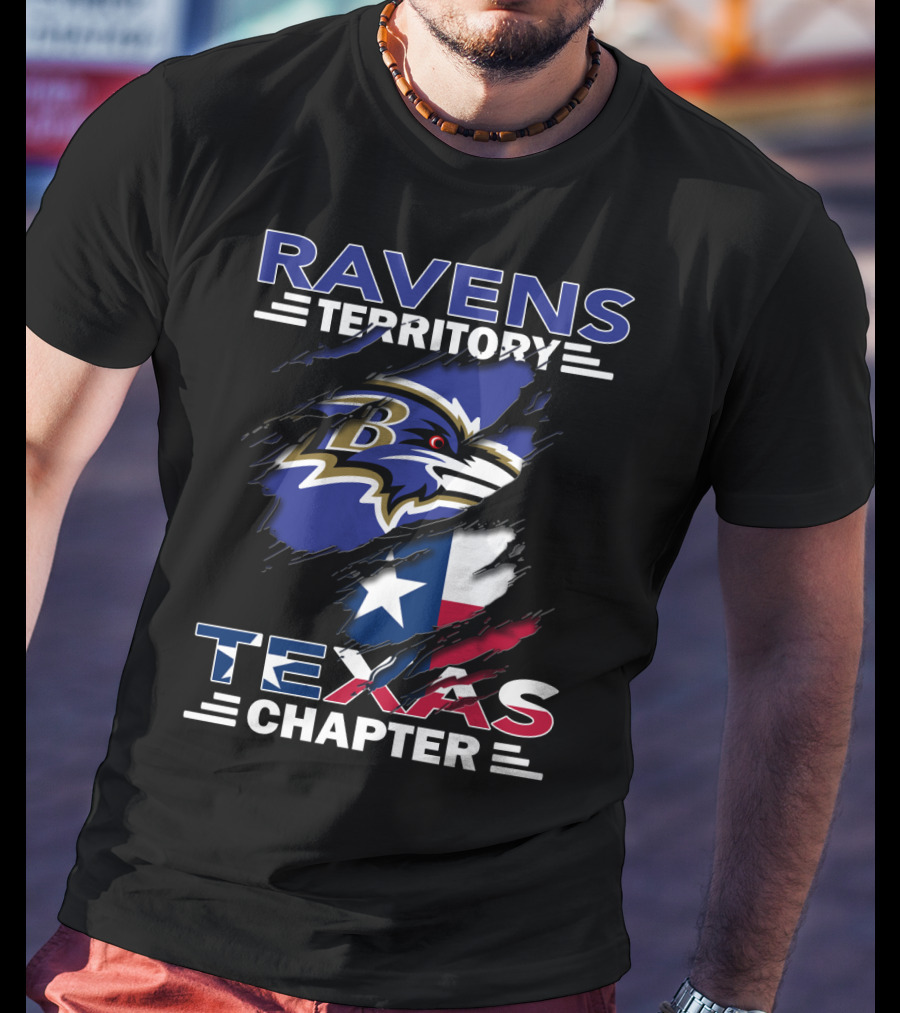 Ravens Territory Texas Chapter Baltimore Football Flag T-Shirt