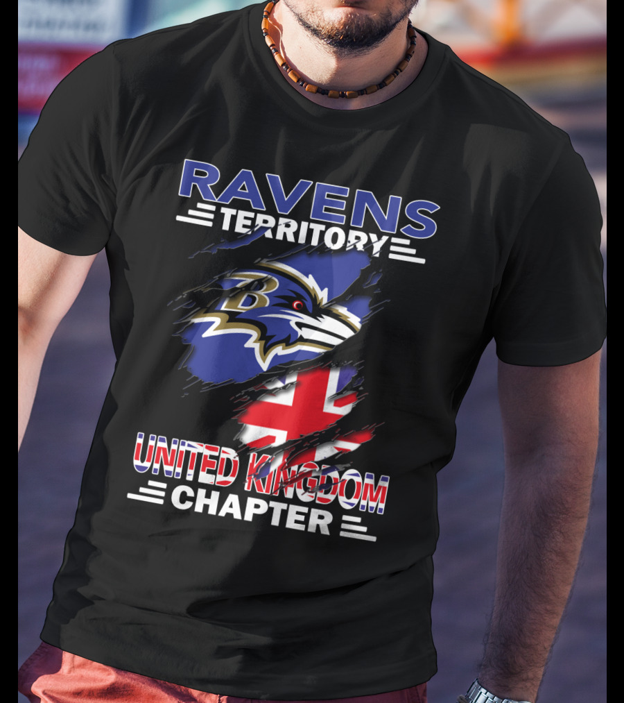Ravens Territory United Kingdom Chapter Baltimore Ravens Union Jack T-Shirt