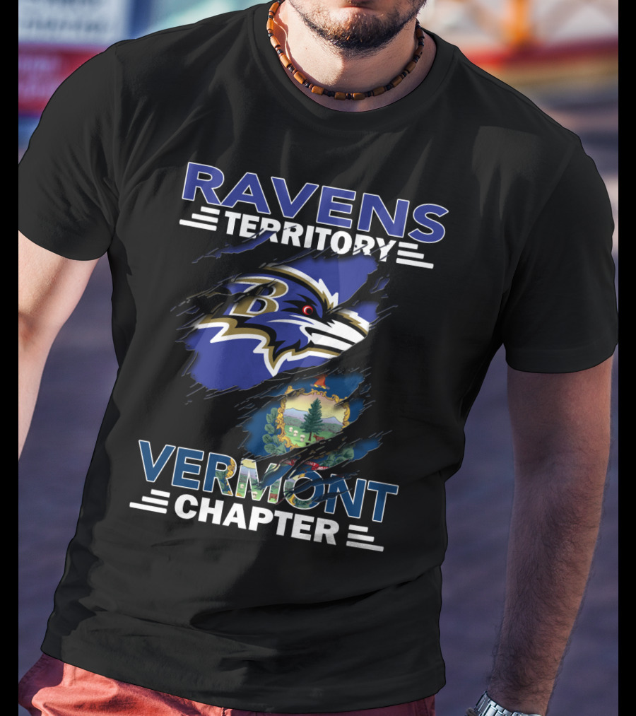 Ravens Territory Vermont Chapter Baltimore Ravens Logo Vermont State Seal T-Shirt
