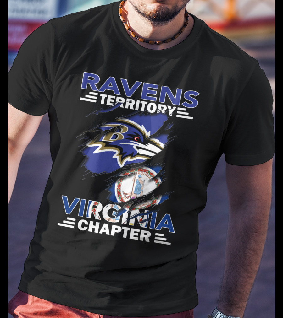 Ravens Territory Virginia Chapter Baltimore Ravens Logo Virginia State Flag T-Shirt