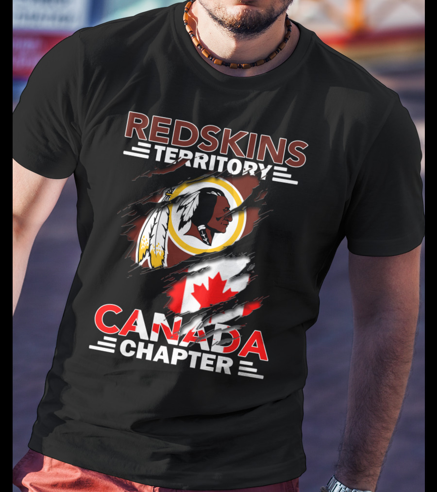 Redskins Territory Canada Chapter Flag Design Featuring Logo And Canadian Flag Elements T-Shirt
