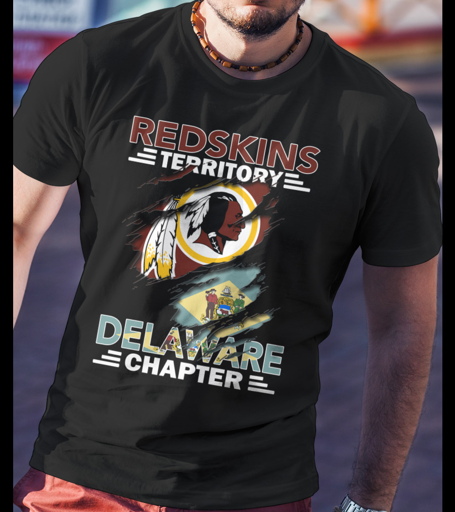 Redskins Territory Delaware Chapter Emblem With State Flag Elements T-Shirt