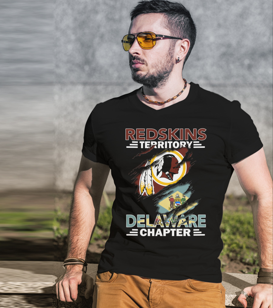 Redskins Territory Delaware Chapter Emblem With State Flag Elements T-Shirt