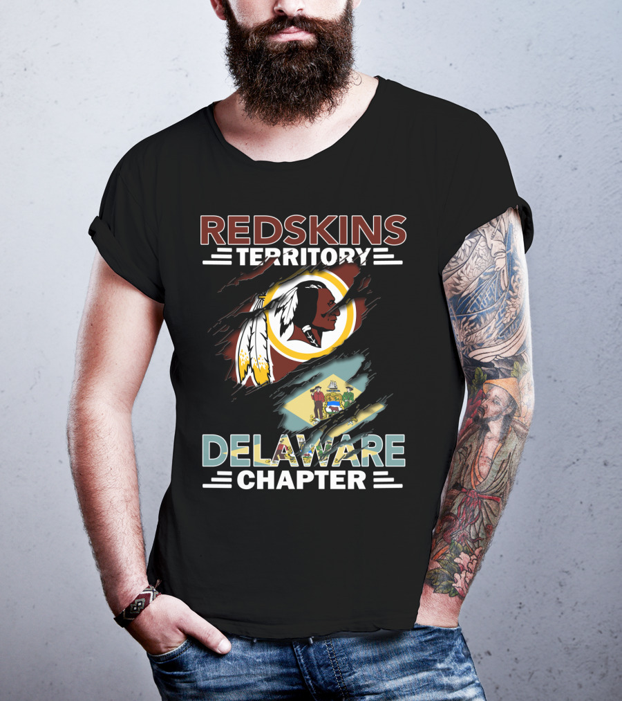 Redskins Territory Delaware Chapter Emblem With State Flag Elements T-Shirt
