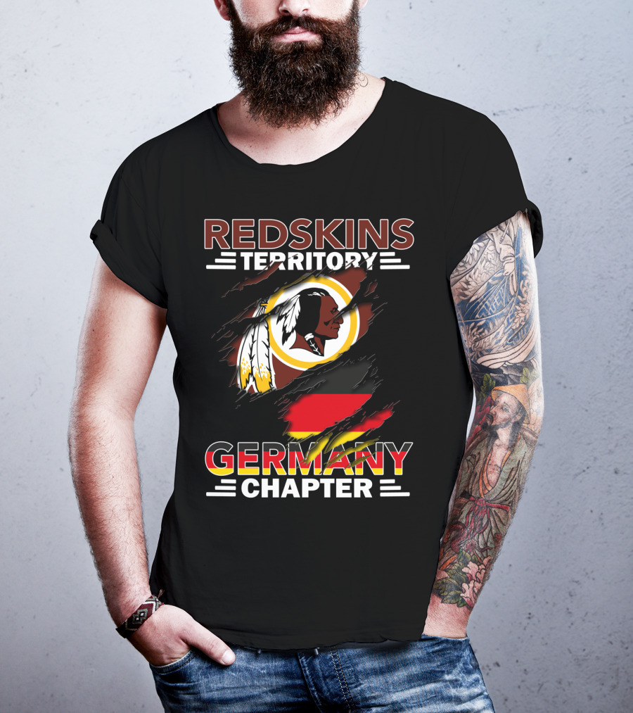Redskins Territory Germany Chapter Football Fan Logo With Flag T-Shirt