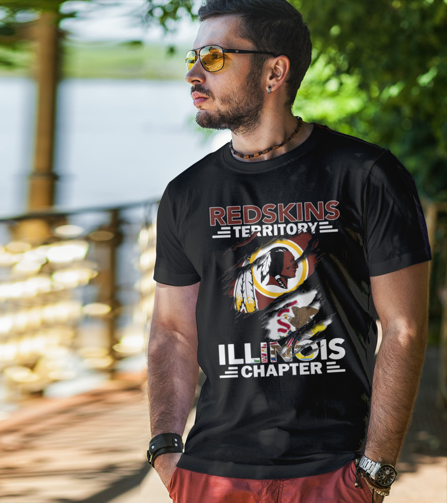 Redskins Territory Illinois Chapter Nfl Logo Illinois State Flag T-Shirt