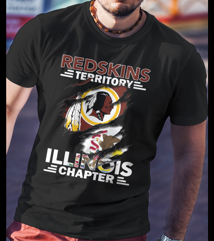 Redskins Territory Illinois Chapter Nfl Logo Illinois State Flag T-Shirt