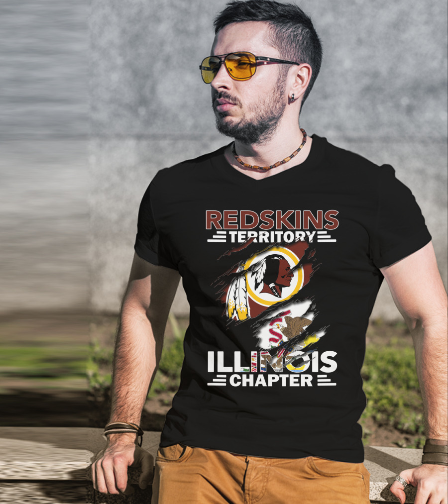 Redskins Territory Illinois Chapter Nfl Logo Illinois State Flag T-Shirt