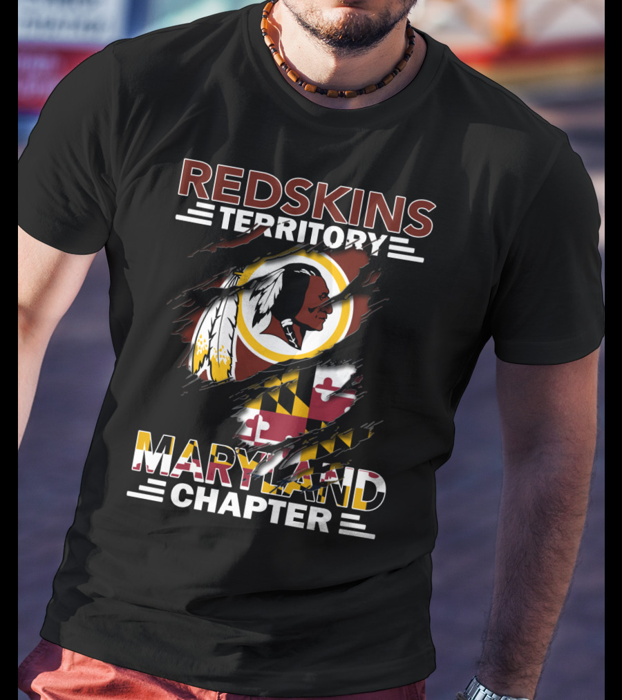 Redskins Territory Maryland Chapter Logo With Maryland Flag And Redskins T-Shirt