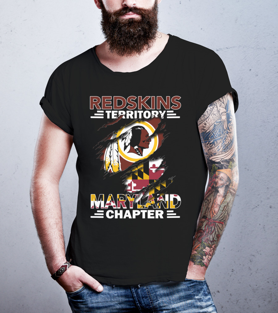 Redskins Territory Maryland Chapter Logo With Maryland Flag And Redskins T-Shirt
