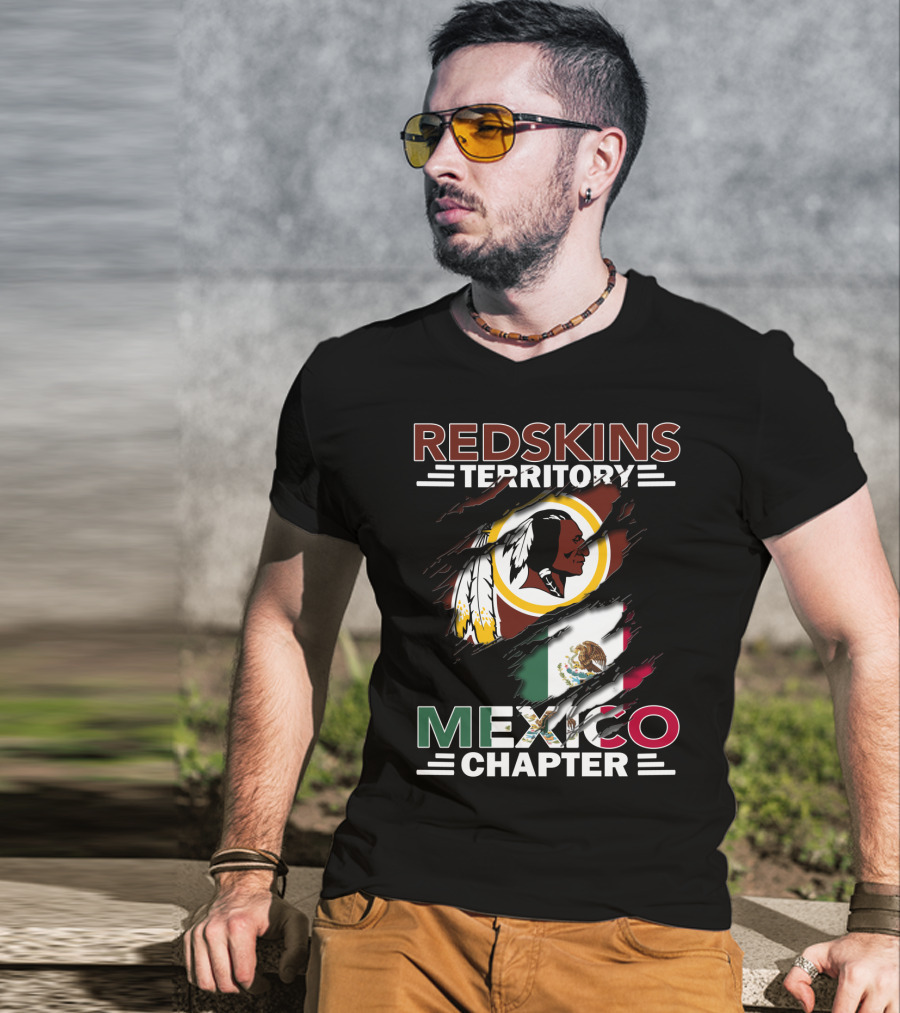 Redskins Territory Mexico Chapter Flag And Logo Tribute T-Shirt