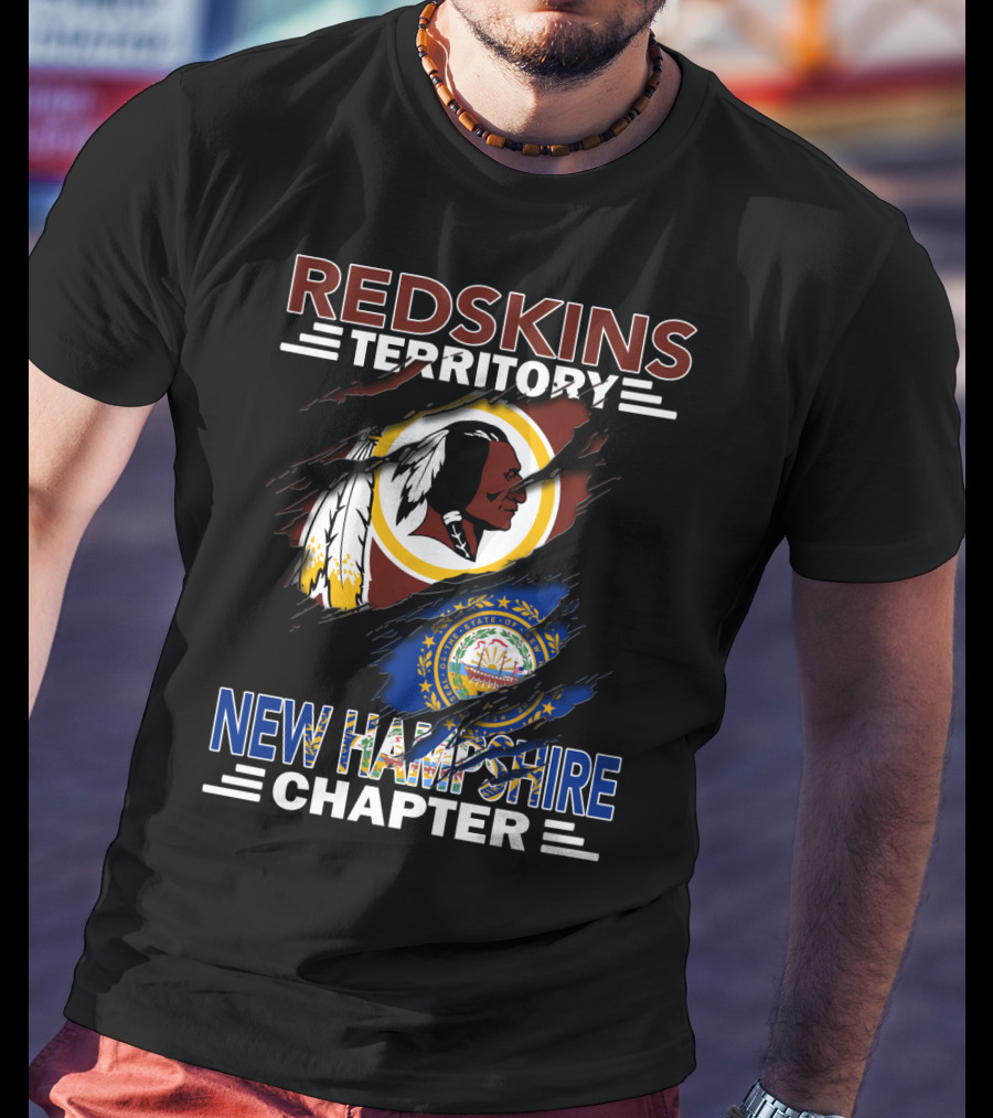 Redskins Territory New Hampshire Chapter Fan Community Logo And State Flag Combination T-Shirt