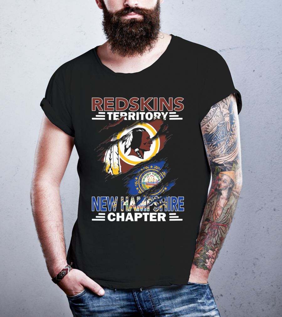 Redskins Territory New Hampshire Chapter Fan Community Logo And State Flag Combination T-Shirt