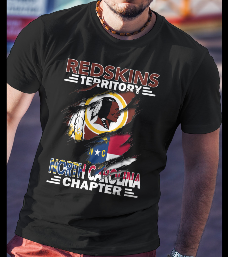 Redskins Territory North Carolina Chapter Redskins Logo With North Carolina Flag T-Shirt