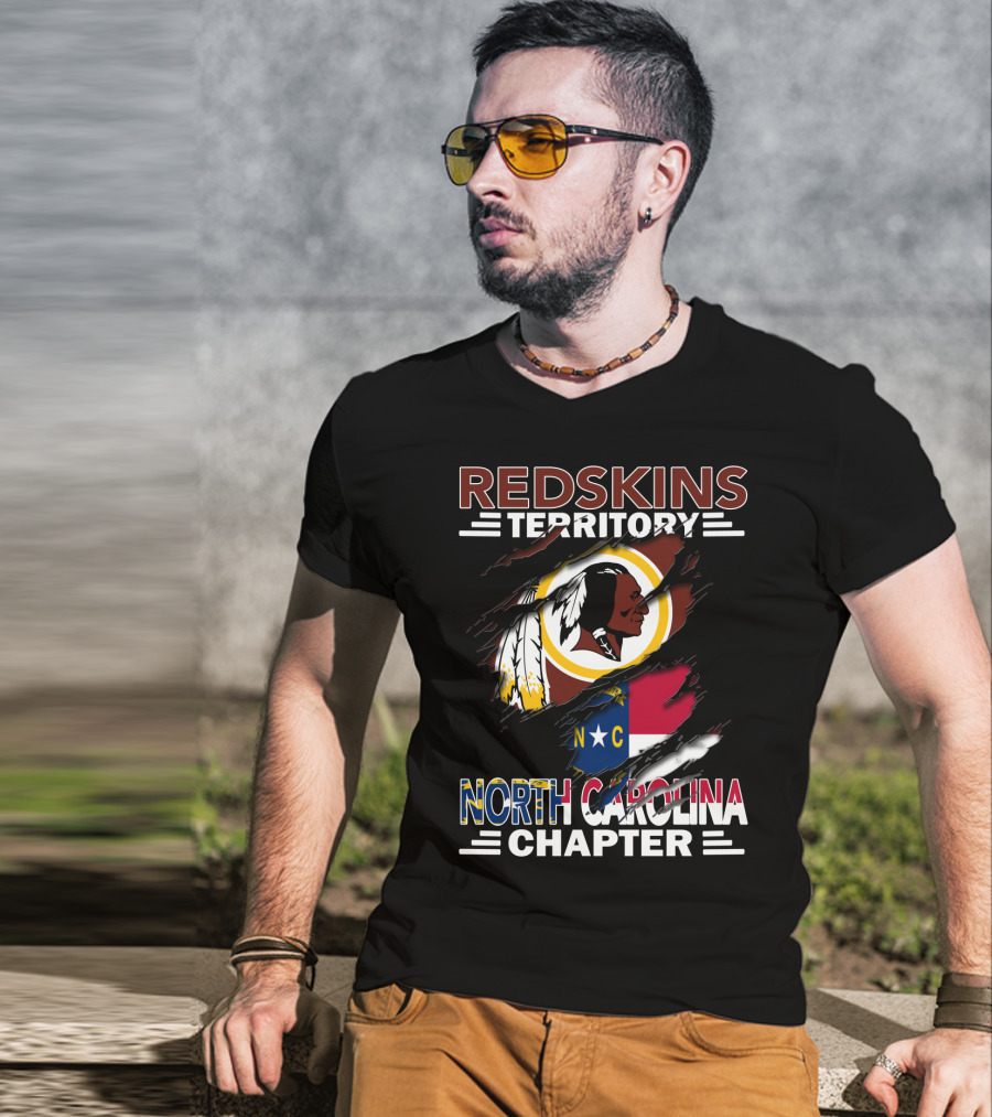 Redskins Territory North Carolina Chapter Redskins Logo With North Carolina Flag T-Shirt