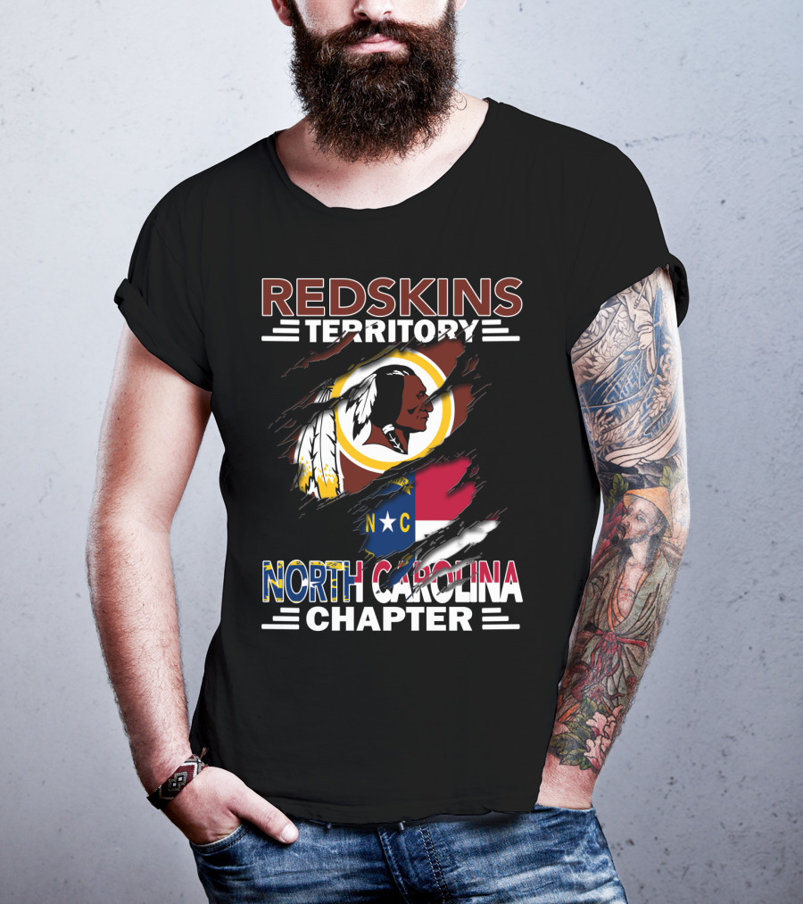 Redskins Territory North Carolina Chapter Redskins Logo With North Carolina Flag T-Shirt