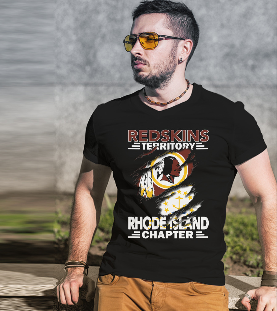 Redskins Territory Rhode Island Chapter Logo And Flag T-Shirt