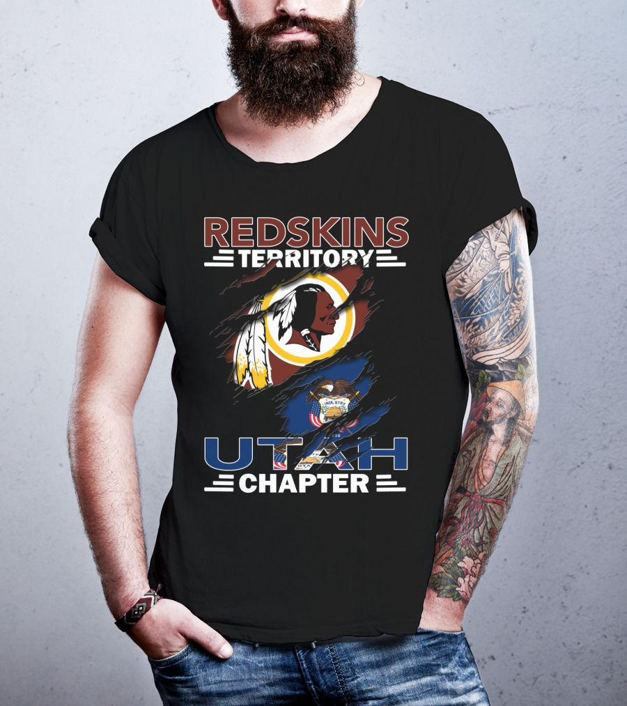 Redskins Territory Utah Chapter Logo With Native American And Utah State Seal T-Shirt