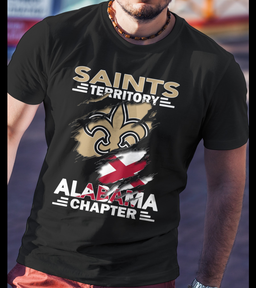 Saints Territory Alabama Chapter Fleur-DE-Lis And Cross Flag T-Shirt