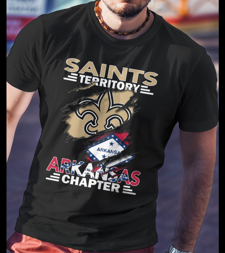 Saints Territory Arkansas Chapter Fleur-de-Lis Icon With State Flag T-Shirt