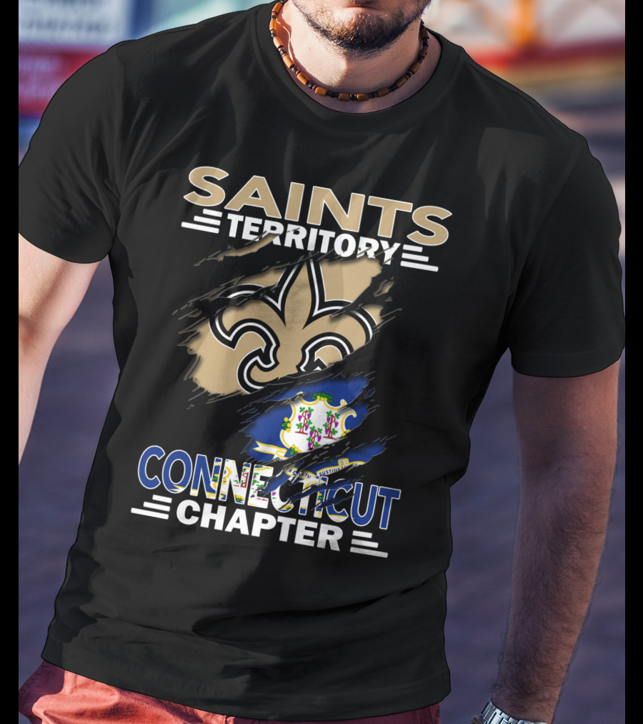 Saints Territory Connecticut Chapter Fleur-De-Lis And State Seal T-Shirt