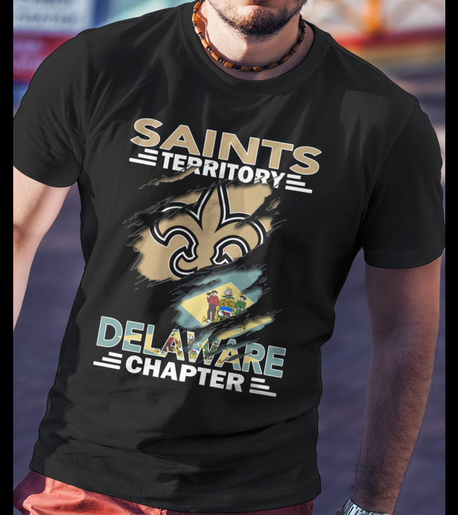 Saints Territory Delaware Chapter Fleur-de-Lis And State Flag T-Shirt
