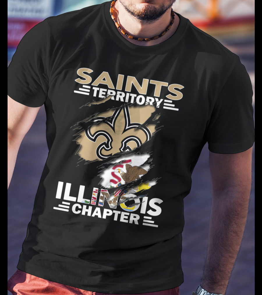 Saints Territory Illinois Chapter Fleur-de-Lis And State Flag T-Shirt