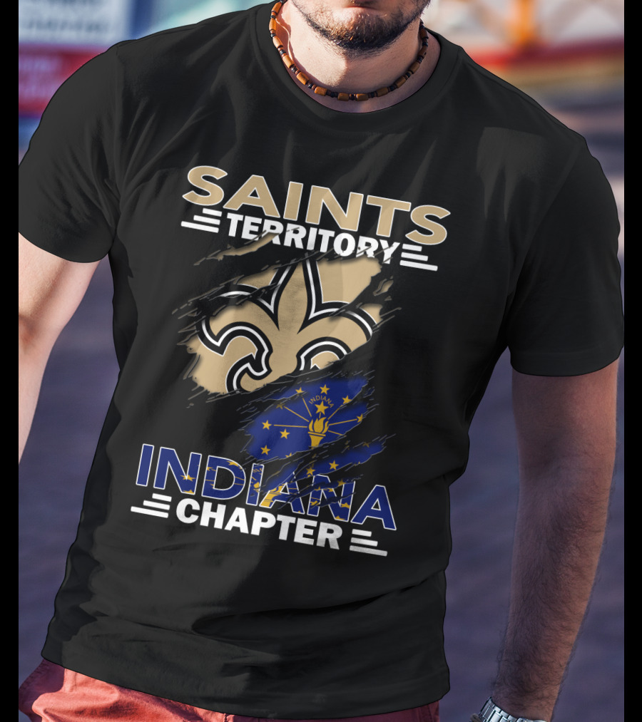 Saints Territory Indiana Chapter Fleur-de-Lis And Indiana Flag Collaboration T-Shirt
