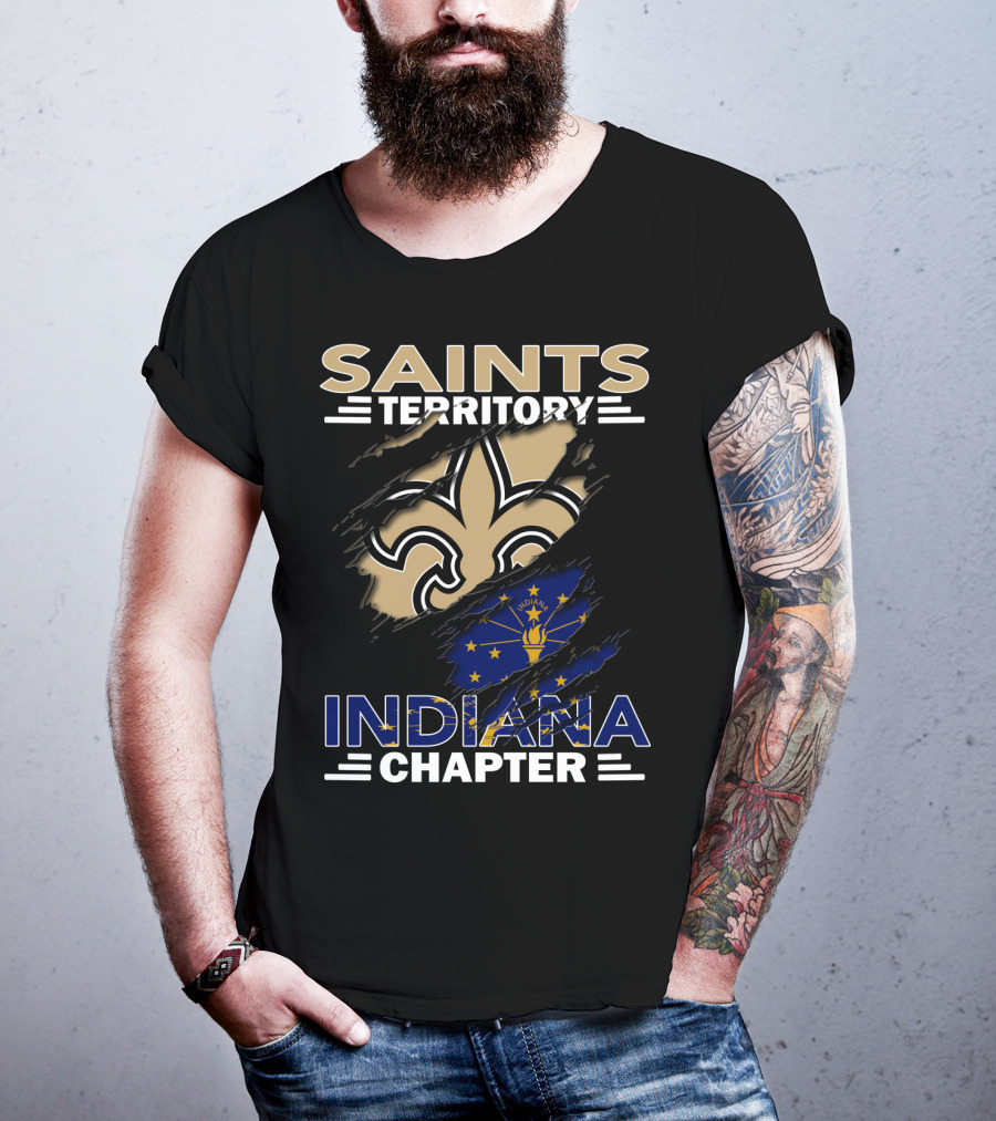 Saints Territory Indiana Chapter Fleur-de-Lis And Indiana Flag Collaboration T-Shirt