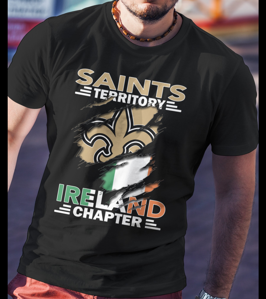 SAINTS TERRITORY IRELAND CHAPTER Fleur-de-Lis With Irish Flag T-Shirt
