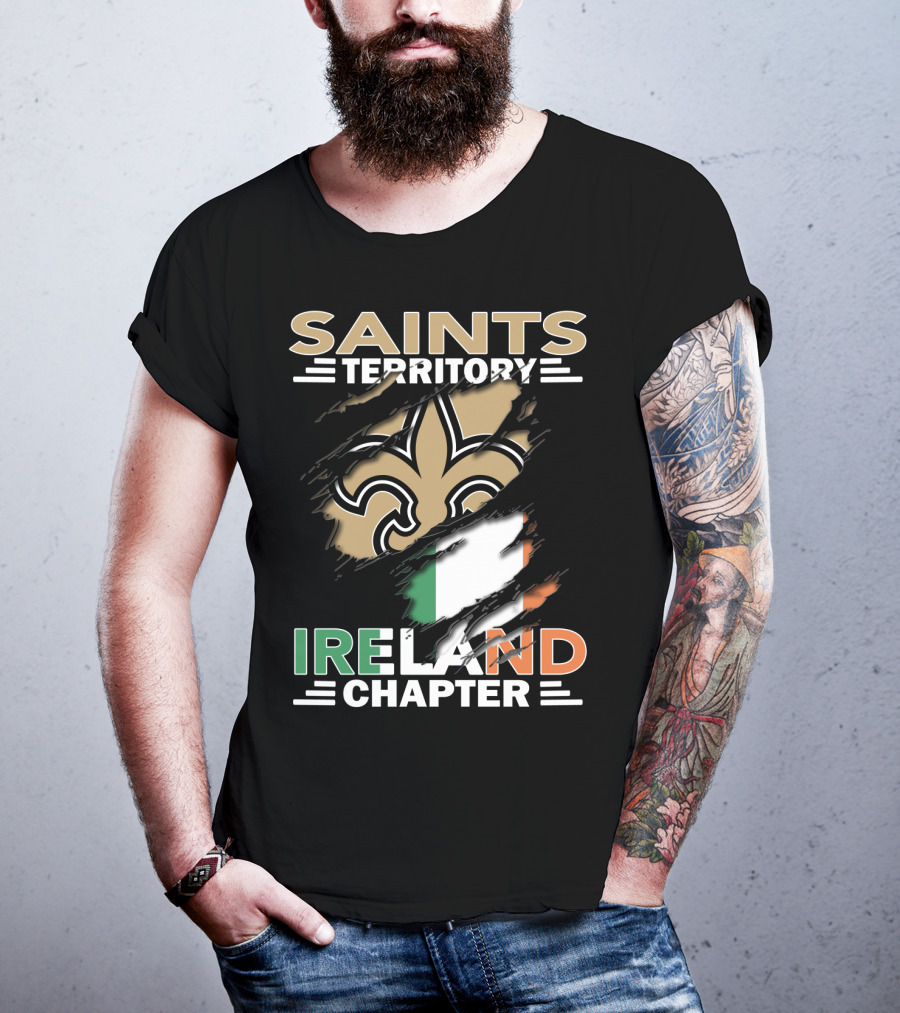 SAINTS TERRITORY IRELAND CHAPTER Fleur-de-Lis With Irish Flag T-Shirt