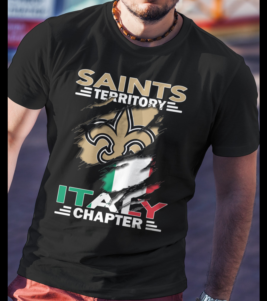 Saints Territory Italy Chapter Fleur-de-Lis With Italian Flag T-Shirt