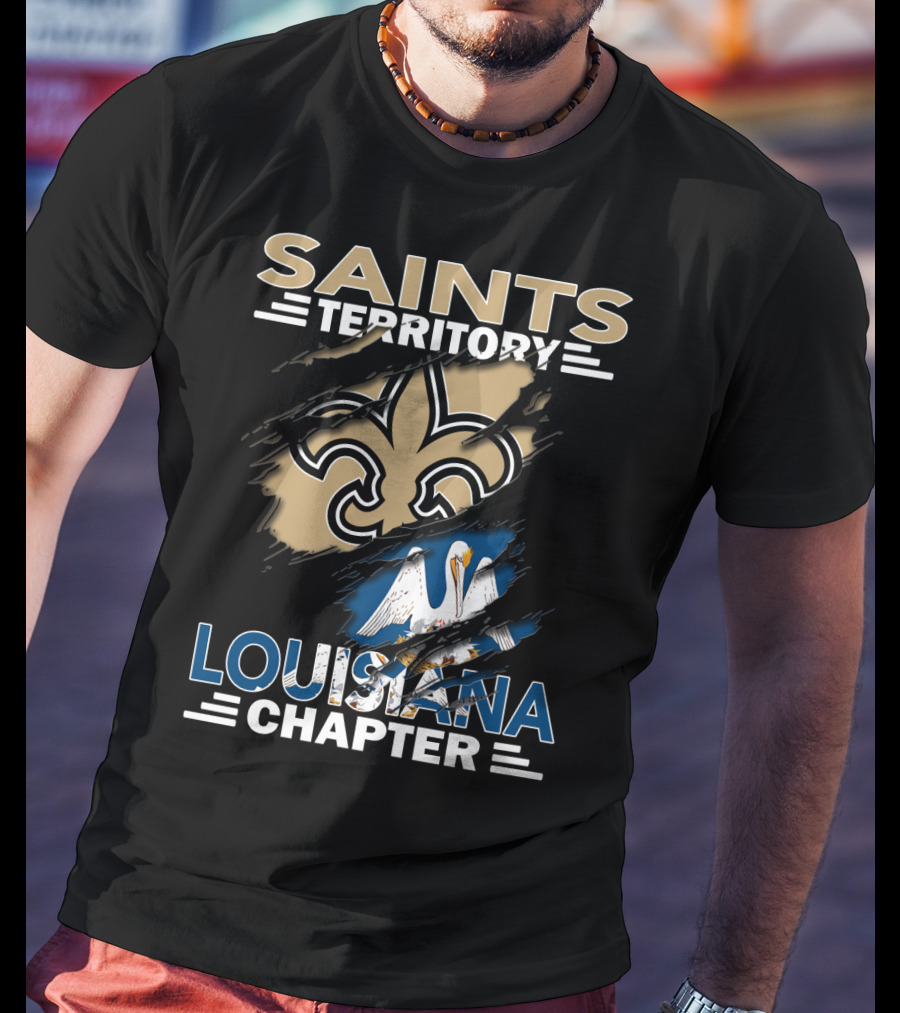Saints Territory Louisiana Chapter Fleur-de-Lis Pelican Emblem T-Shirt