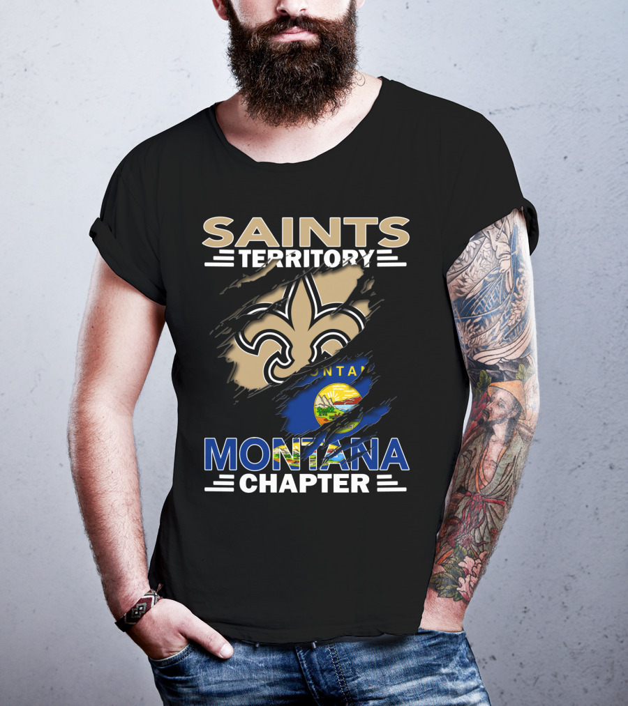 Saints Territory Montana Chapter Fleur-De-Lis State Flag Iconic Symbol T-Shirt