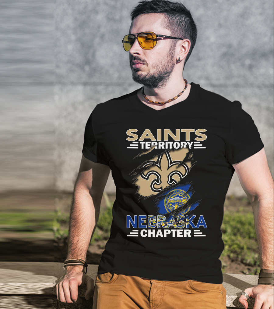 Saints Territory Nebraska Chapter Fleur-De-Lis Nebraska State Seal T-Shirt