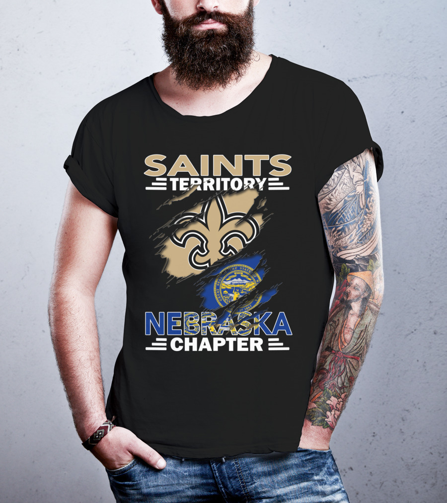 Saints Territory Nebraska Chapter Fleur-De-Lis Nebraska State Seal T-Shirt