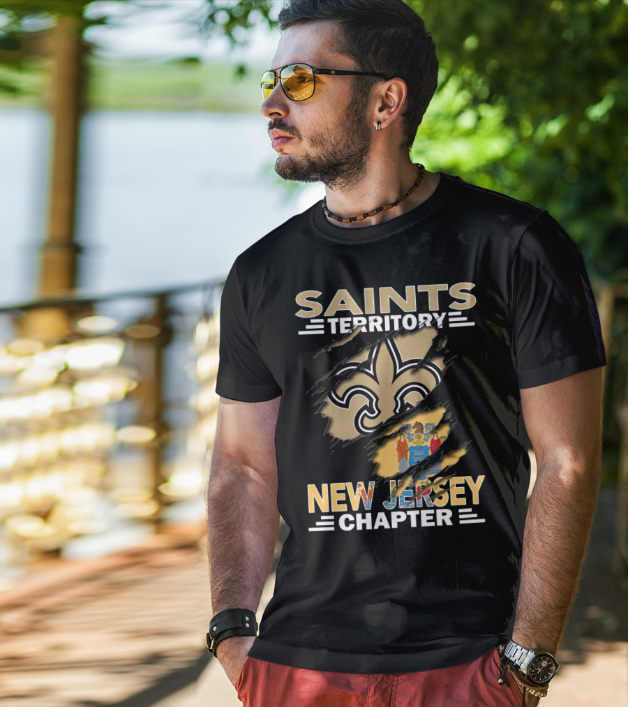Saints Territory Fleur De Lis New Jersey Chapter Flag T-Shirt