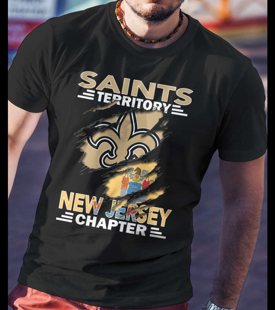 Saints Territory Fleur De Lis New Jersey Chapter Flag T-Shirt
