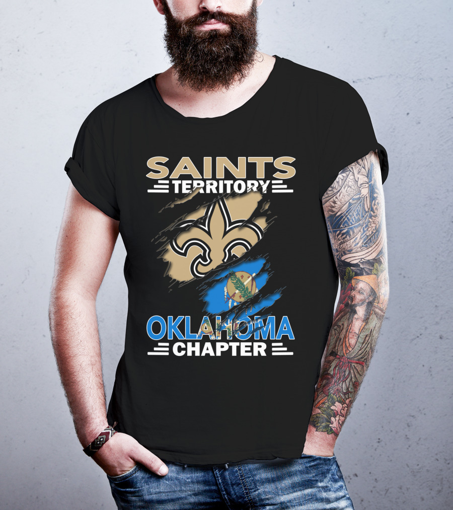 Saints Territory Oklahoma Chapter Fleur-de-Lis And State Flag T-Shirt