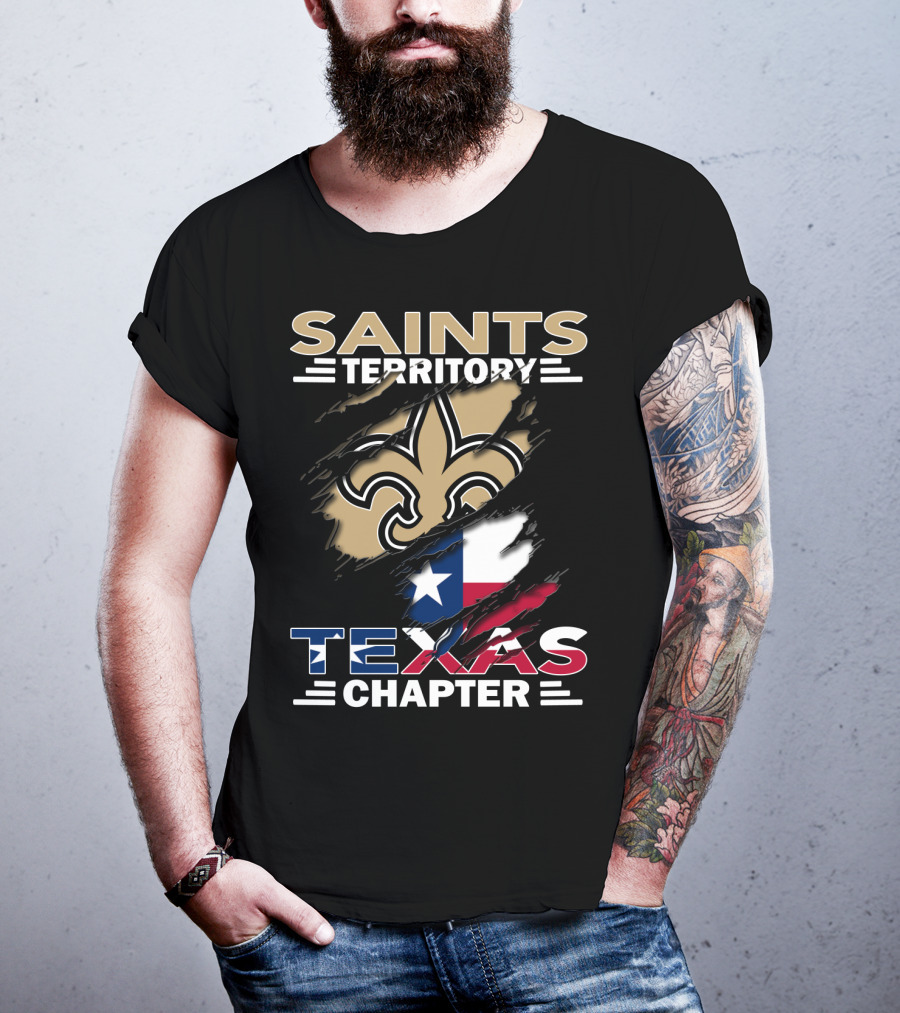 Saints Territory Texas Chapter Fleur-de-Lis And Texas Flag T-Shirt