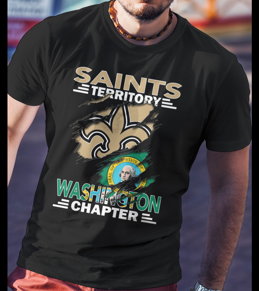 Saints Territory Washington Chapter Seal Fleur-de-Lis T-Shirt